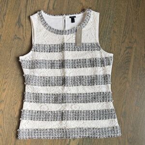 J. Crew Textured Gray and Cream Striped Blouse